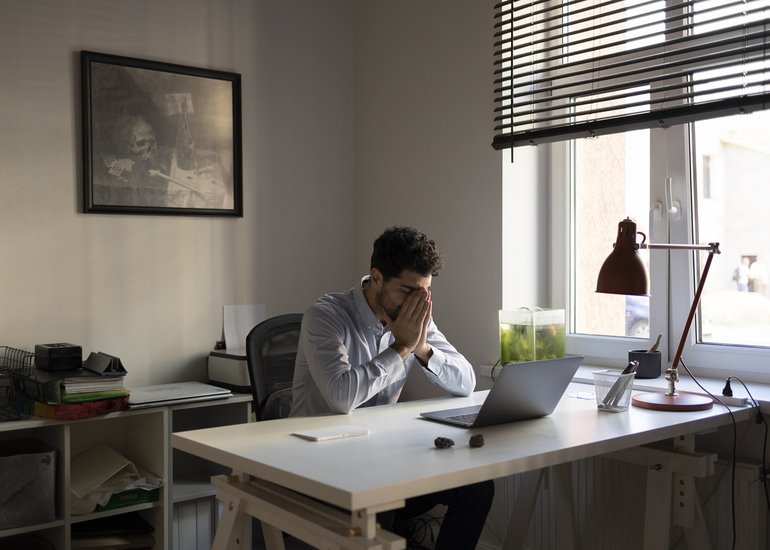 side-view-anxious-man-working